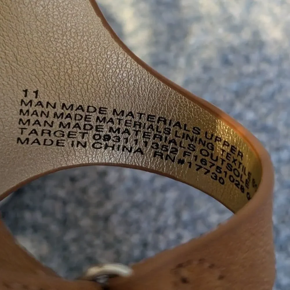 Cat & Jack Girls Size 11 Cognac Brown Shaelyn Molded Footbed Hook Loop Sandals